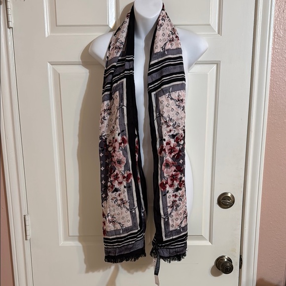 White House Black Market Accessories - White House Black Market Cherry Blossom Floral Scarf in Black, Grey and Pink